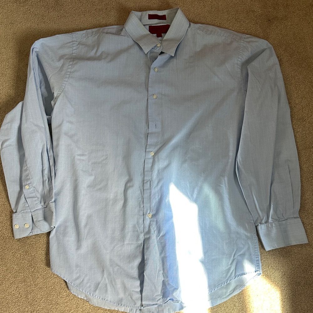 Bergamo New York Fitted Men's Large Light Blue Dress Shirt